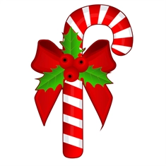 Christmas Decoration Festive Candy Cane with Bow Sticker